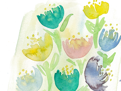 flower cups brush flowers pastels spring summer wash watercolor