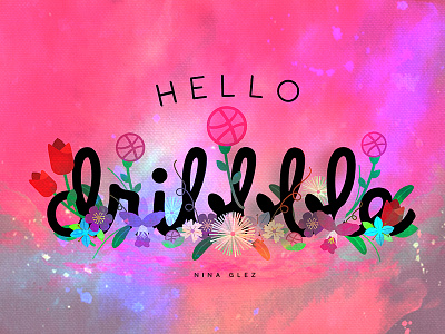 Hello Dribble aquarella design dribbble flower hellodribbble illustration vector