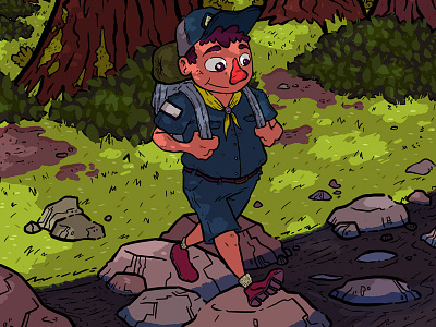 Boy Scout boy scout cartoon character child forest river trees