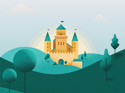 Castle for board game design board game castle design green illustration illustrator kingdom textures vector yellow