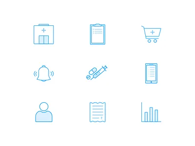 Pharmacy Icons bill cart icon icon set line medical medicine notification pharmacy prescription stats store