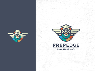 Prep Edge Owl Logo bird blue brand circle creative fun linear logo owl wings