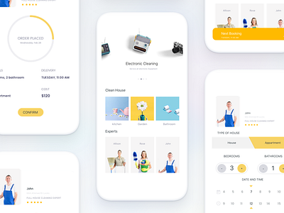 House Cleaning iOS app animation app cart cleaning flat home house ios iphone johnyvino process shopping