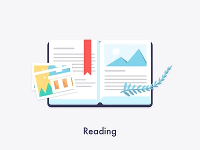 Reading book color icon leaf picture reading sketch