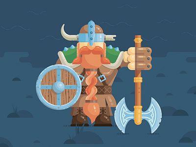 Viking axe character flat illustration scandinavian vector viking weapon