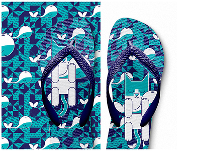 Designs for Havaianas art cat fish fun havaianas illustration product sea texture whale