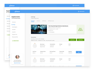 Supplier Center dashboard events product support ui ux