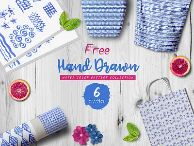 Hand Drawn Water Color Vector Free Pattern Template ai eps free hand drawn pattern vector water color