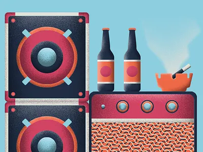 W.I.P Beer Label amps beer beer label cigarette geometric illustration music rock smoke texture