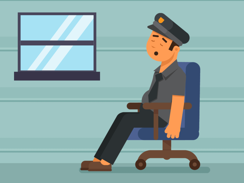 Sleepy guard 2d animation chair flat gif guard illustration motion sleepy window