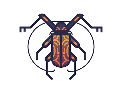 Harlequin Beetle (196/365) beetle bug design series gradient harlequin illustration insect longhorn