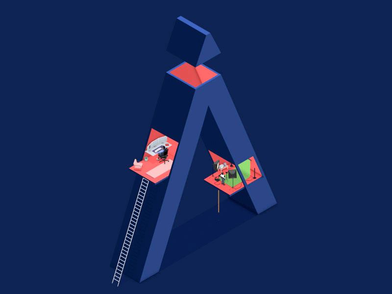 appart 2d 3d 4d c4d cinema clean fun gif happy isometric shot typography