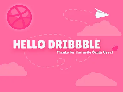 Hello Dribbble. Thanks for invitation dribbble first hello illustration pink shot sky thanks vector