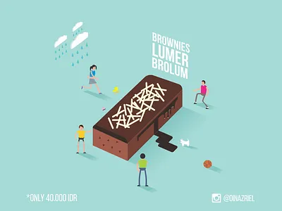 Brolum brolum brownies flat design illustration isometric scene tiny people