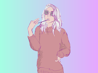 Girl Chewing Gum chewing gum female girl gradient illustration portrait woman