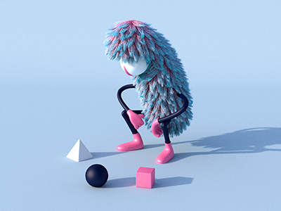 Learning about primitives shapes 3d 4d blue character cinema dude form fur learn maxon pink shapes