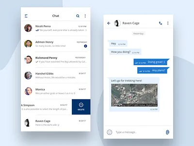 Chat Screens art behance concept design dribbble flatdesign graphicdesign illustrator ui userinterface ux wp ui