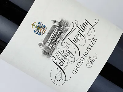 Wine label for the castle "Schloss Tüßling" calligraphy wine design wine label
