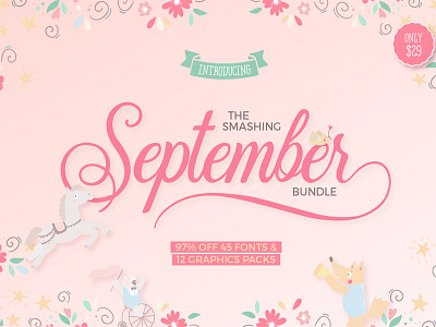 The Smashing September Bundle design bundle font font bundle graphic design script bundle watercolor bundle