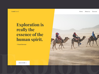 Web design exploration creative hero landing page modern serif travel unique web design webpage yellow