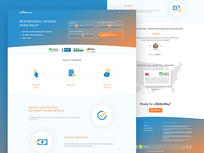 BetterDayLoans financial landing page paypal transferwise ui design website