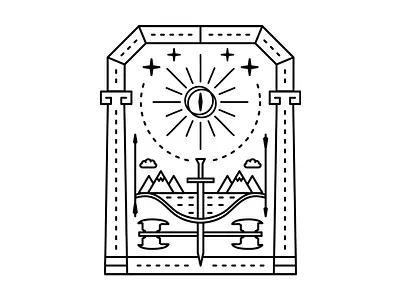 The Lord of the Rings black and white door graphic design illustration lines lord of the rings lotr middle earth monoline ring sword tomb