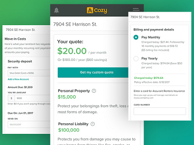 Renters Insurance app form insurance ui ux web design website