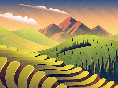 Majalengka Terraces, Indonesia illustration landscape landscapes nature nusantara vector