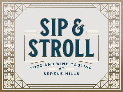 Sip & Stroll art deco event geometric gold invitation invite texture