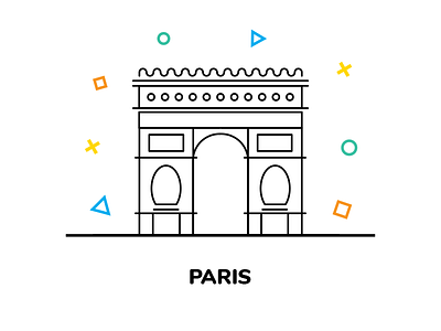 Citybiker series: Paris arc eiffel etoile france illustration mars monument paris republic triomphe vector victory