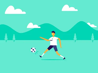 Kickin' it athlete cloud football futbol illustration kick mountain outside player soccer sun ⚽