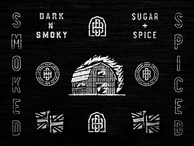 Burning Barn Brand Stack barn branding fire identity illustration logo monogram packaging