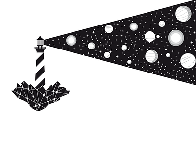 Stellar headlight black blackandwhite design estmont flat illustration lighthouse monochrome. minimal oscar space star white