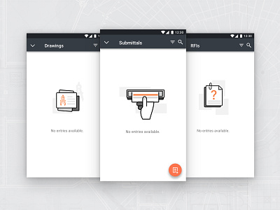 Empty State Screens construction drawings empty states graphics illustrations mobile web