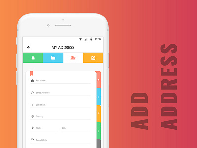 Add Address account address colours diary ecommerce gradients save screen shopping tabs