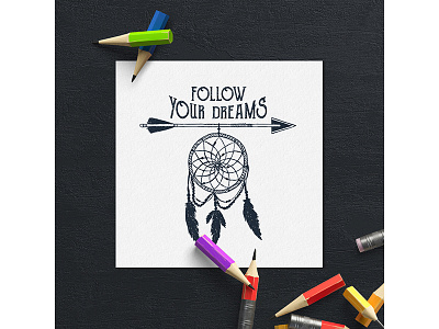 Follow Your Dreams! adventure badge dreamcatcher dreams grunge logo spirit tribal typography vintage wanderlust