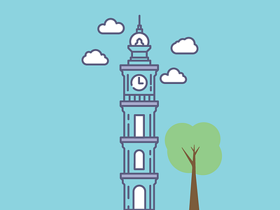 Dolmabahçe Clock Tower clock tower cloud design illustration tower tree