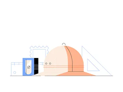Illustration explorers adventure azul recreo colors explore illustration pencil sharpener postal ruler