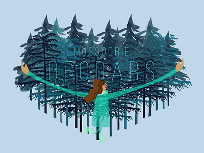 Postcard from Mussorie deodar trees illustration monsoon love postcard