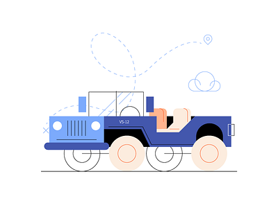 Lost Jeep 404 error adventure azul recreo car cloud explorer illustration jeep