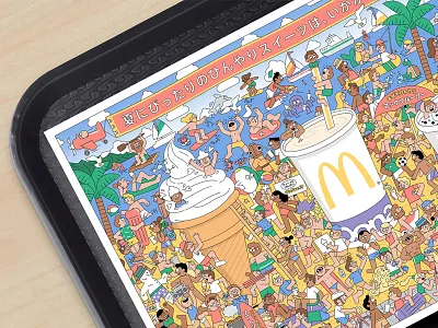McDonald's Japan 2d beach burger character design commercial food illustration japan mcdonalds photoshop summer