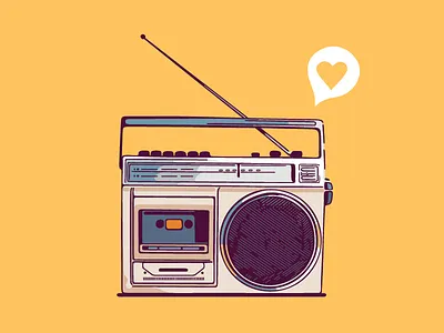 Boombox 80s analog boombox illustration music