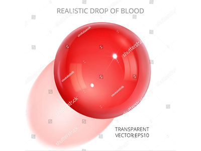 Drop of blood, top view 3d ball blood drop genetic hemoglobin medical red research top view transparent vector