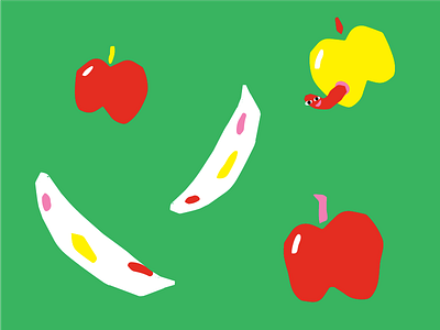 Apples and bananas apple banana eat food fruits icons illustration ui wacom worm