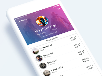 Daily UI #019 - Leaderboard battlefield dailyui esport gradient ios iphone leaderboard