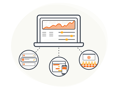 Recruit, schedule, train, manage calendar flat illustration laptop sketch ui ux