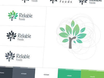 Reliable Logo Exploration aamir mansuri branding identity color palette golden ratio green grid wireframe logo design negative shapes shape exploration tree options wordmark