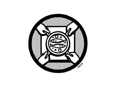 Teambuilding Icon — Foodman circle cooking fish food hand icon icons illustration pan teambuilding ui webdesign