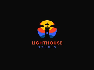 Lighthouse logo circle creative kreatank lighthouse logo negative space ocean sea waves