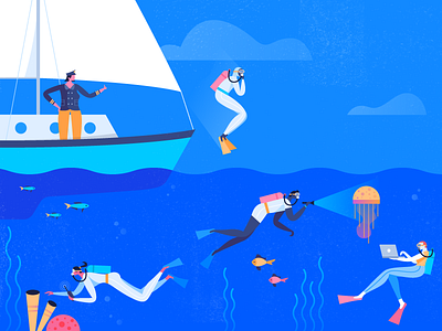 DigitalOcean Hiring Experience character cute flat hiring icon illustration ocean people section simple water